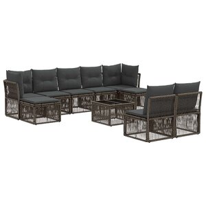 vidaXL Ensemble de canapé de jardin 10 Pièces Gris polyrotin