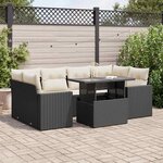 vidaXL Salon de jardin 7 Pièces avec coussins noir résine tressée