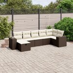 vidaXL Salon de jardin avec coussins 7 Pièces marron résine tressée