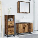vidaXL Ensemble de mobilier de salle de bain 3 Pièces Bois Ancien
