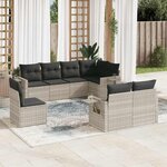 vidaXL Salon de jardin 8 Pièces avec coussins gris clair résine tressée