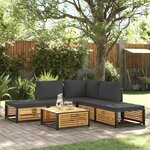 vidaXL Salon de jardin avec coussins 6 Pièces bois d'acacia solide