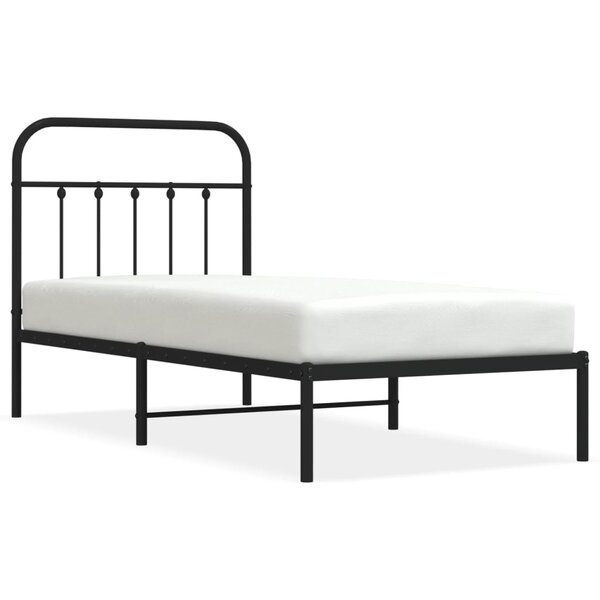 vidaXL Cadre de lit métal sans matelas avec tête de lit noir 80x200 cm