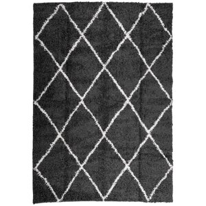 vidaXL Tapis shaggy à poils longs moderne noir et crème 120x170 cm