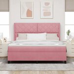 vidaXL Lit à ressorts avec matelas avec LED Rose 180 x 200 cm Velours