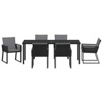 vidaXL Ensemble de salle à manger pour jardin 7 Pièces Noir