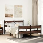 vidaXL Cadre de lit en métal sans matelas chêne marron 150x200 cm