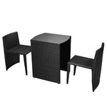 vidaXL Ensemble de bistro 3 Pièces avec coussins résine tressée noir