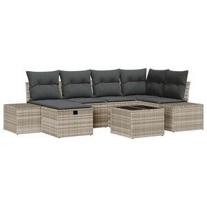 vidaXL Ensemble de canapé de jardin 7 Pièces Gris clair 55 x 62 x 69 cm