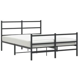 vidaXL Cadre de lit métal sans matelas avec pied de lit noir 135x190cm