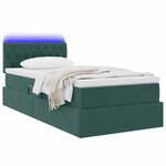 vidaXL Lit de rangement LED avec matelas Vert foncé 90 x 200 cm