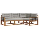 vidaXL Ensemble de canapés d'extérieur 4 pc Gris Naturel et Clair