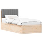 vidaXL Cadre de lit avec tête de lit rembourrée Gris clair 90 x 190 cm