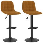 vidaXL Tabourets de bar lot de 2 marron velours