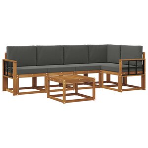 vidaXL Ensemble de canapés d'extérieur 6 Pièces Naturel et Anthracite