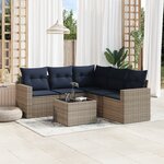 vidaXL Salon de jardin 6 Pièces avec coussins gris résine tressée