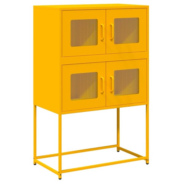 vidaXL Buffet haut jaune moutarde 68x39x107 cm acier