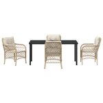 vidaXL Ensemble de salle à manger de jardin 5 pièces avec coussins beige en poly rattan