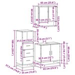 vidaXL Ensemble de meubles de salle de bain 3 Pièces Sonoma gris