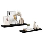 vidaXL Étagère murale flottante 2 Pièces Noir brillant 80x23 5x3 8 cm MDF