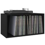 vidaXL Boîte de rangement de vinyles Noir 71x34x36cm Bois d'ingénierie