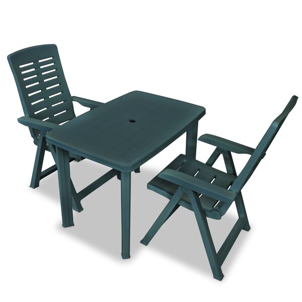 vidaXL Ensemble de bistro 3 Pièces Plastique Vert