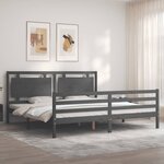 vidaXL Cadre de lit sans matelas gris 200x200 cm bois massif