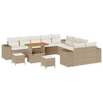vidaXL Ensemble de canapé de jardin avec coussin 13 Pièces Beige  Crème