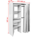 Vidaxl garde-robe avec rideau réglable en largeur 121-168 cm blanc