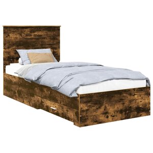 vidaXL Cadre de lit Chêne Fumé et Argent 75 x 190 cm Bois d'ingénierie