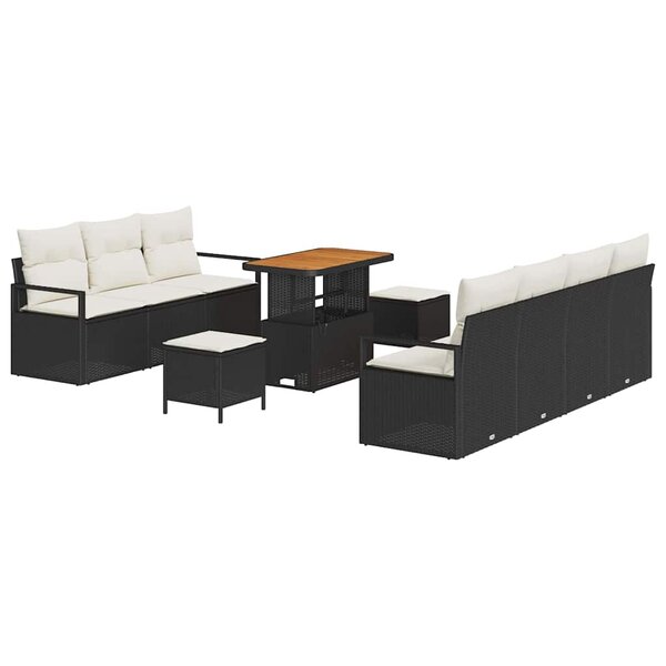 vidaXL Ensemble de canapé de jardin 10 Pièces Noir Poly rotin