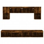 vidaXL Unités murales TV avec LED 6 Pièces chêne fumé bois d'ingénierie