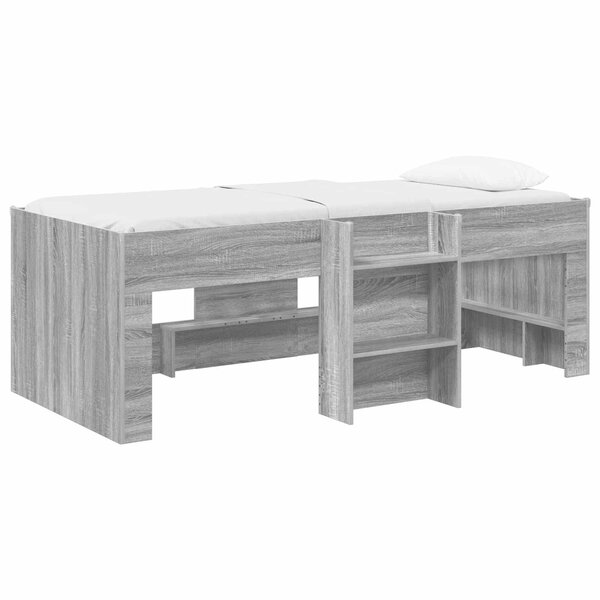 vidaXL Cadre de Lit Élevé pour Enfants 2 Pièces Sonoma gris 90 x 200 cm