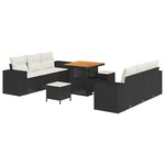 vidaXL Ensemble de canapé de jardin avec coussin 9 Pièces Noir et crème