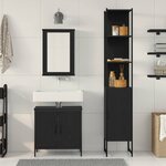 vidaXL Ensemble de mobilier de salle de bain avec étagère 3 Pièces Noir