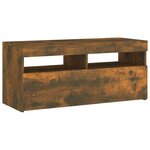 vidaXL Meuble TV avec lumières LED Chêne fumé 90x35x40 cm