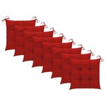 vidaXL Chaises de jardin et coussins rouge lot de 8 Bois teck massif