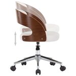 Chaise fauteuil siège pivotante de bureau informatique étude bois courbé et similicuir blanc 02_0024081