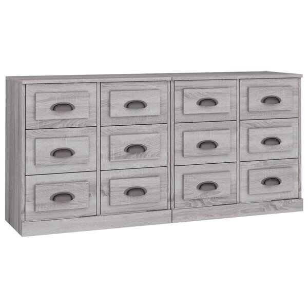vidaXL Buffets 2 Pièces sonoma gris bois d'ingénierie