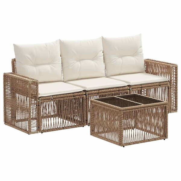 vidaXL Ensemble de canapé de jardin 4 Pièces Beige et blanc crème