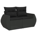 vidaXL Salon de jardin 7 Pièces avec coussins noir résine tressée