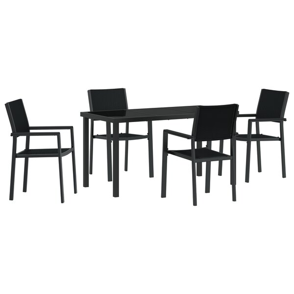 vidaXL Ensemble de salle à manger de jardin 5 pièces Noir Poly Rotin
