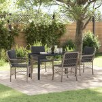 vidaXL Ensemble de repas de jardin 5 pièces avec coussins gris clair en poly rattan
