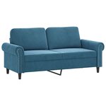 vidaXL Canapé 2 places avec oreillers décoratifs bleu 140 cm velours