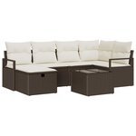 vidaXL Ensemble de canapé de jardin avec coussin 7 Pièces Marron et crème