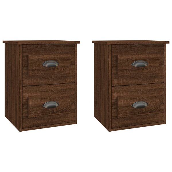 vidaXL Tables de chevet murales 2 Pièces Chêne marron 41 5x36x53 cm