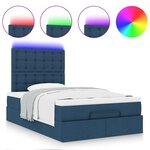 vidaXL Cadre de lit ottoman avec matelas bleu 120x200 cm tissu
