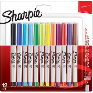 blister de 12 marqueurs indélébiles pointe ultra fine SHARPIE