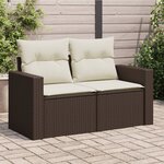 vidaXL Canapé de jardin avec coussins 2 places marron résine tressée