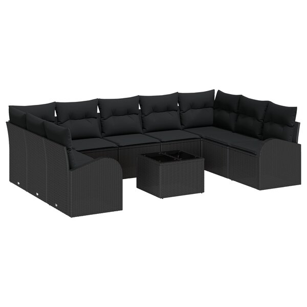 vidaXL Ensemble de canapés de jardin 10 pièces avec coussins beiges poly rotin